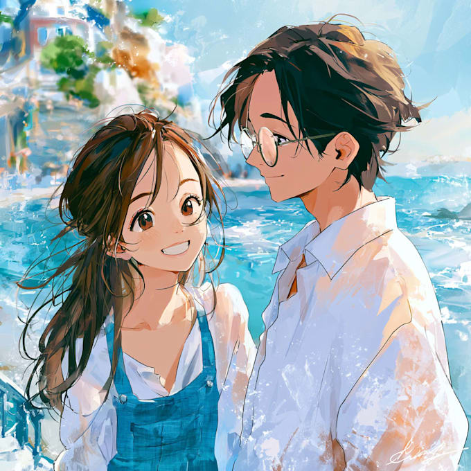 make cute anime couple art