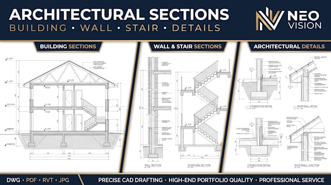 draw building sections, wall sections, stair sections and architectural details