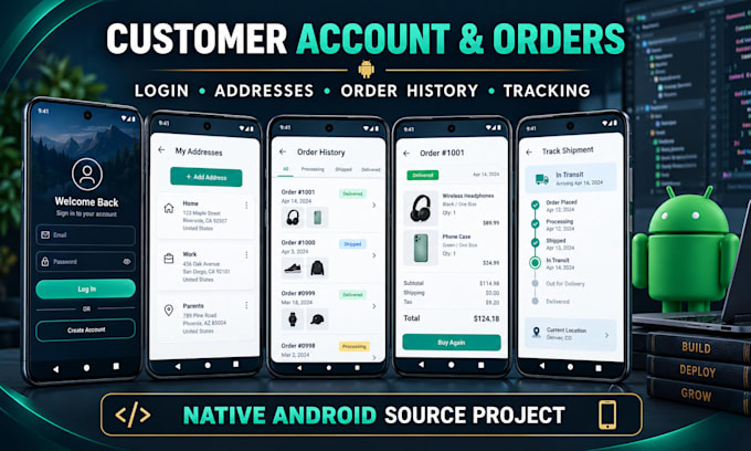 build a native shopify android app with customer order management