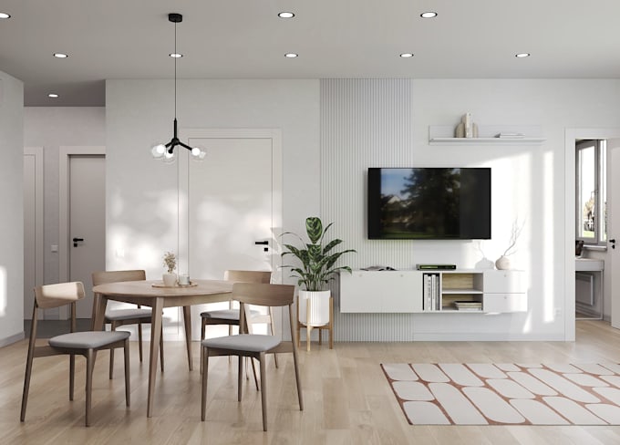help interior designer with mood board, functional kitchen dining living room