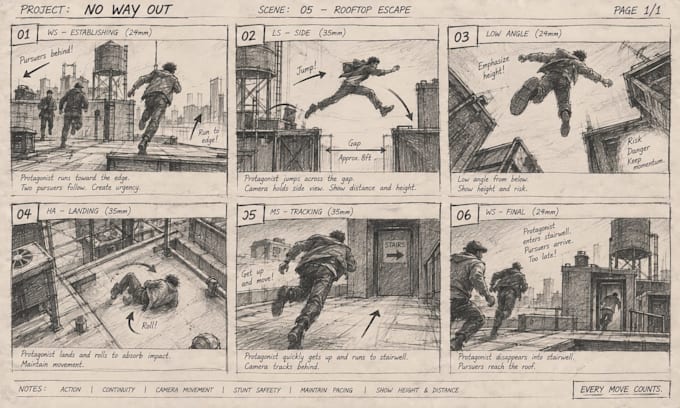 create dynamic action storyboards for your film