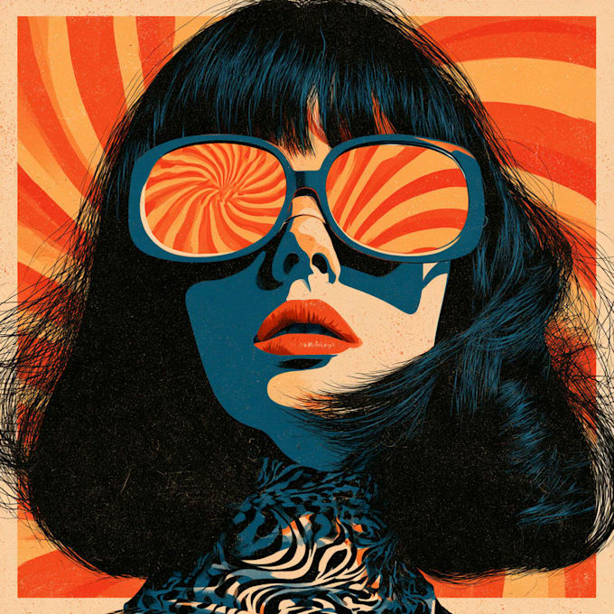 vintage retro style poster psychedelic illustration