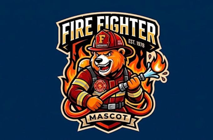 make firefighter mascot logo design with 1 day delivery