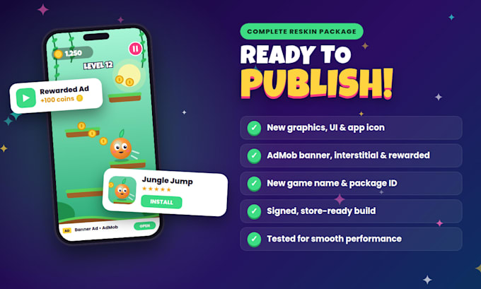 reskin your unity game with new art, ads and a store ready build