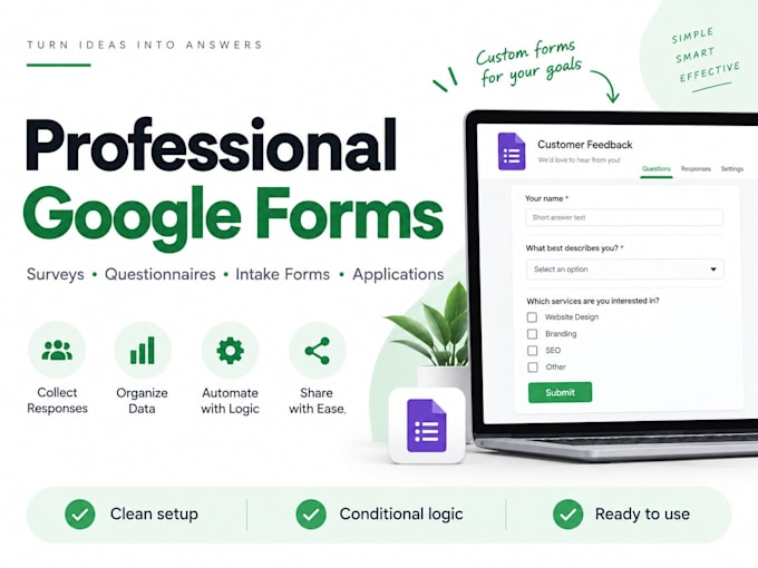 create custom google forms, surveys and intake forms