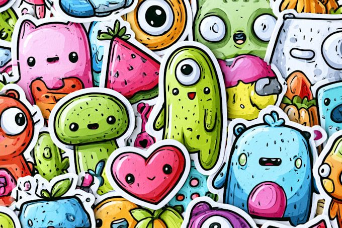 draw cute kawaii doodles stickers illustration design