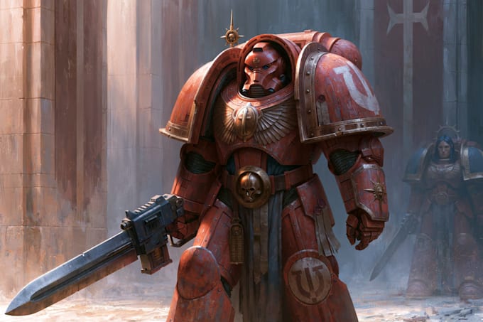illustrate a fantasy or warhammer 40k character