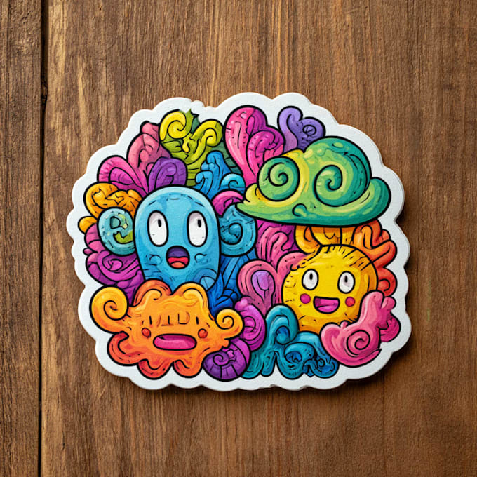 create cute doodles, illustration, sticker design