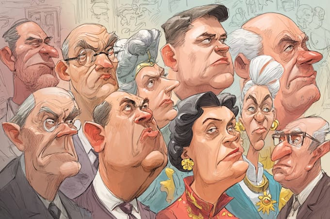 draw bold political satire illustrations