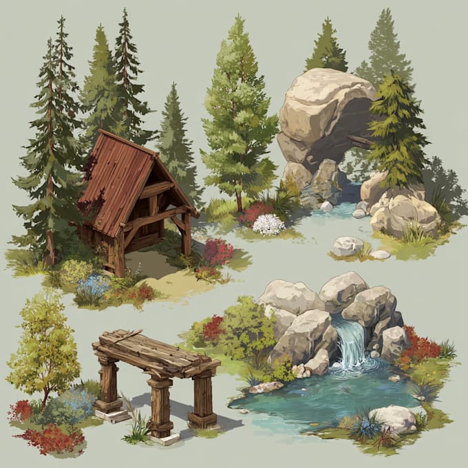 create 2d game environment concept art and illustration