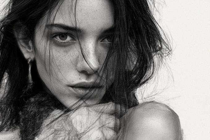 draw a custom pencil charcoal portrait illustration