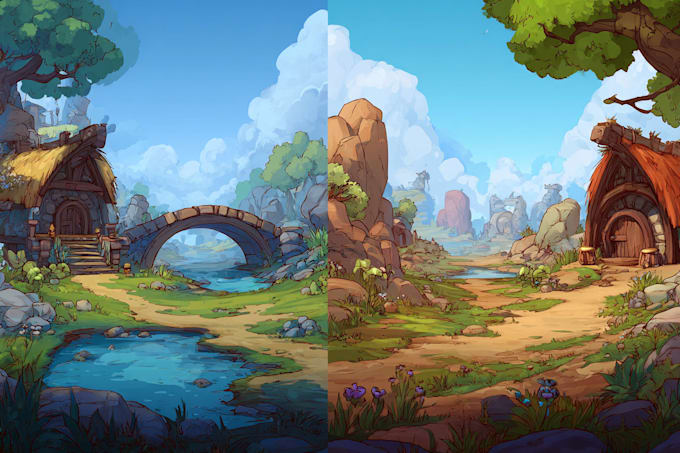 draw a environments, landscapes, board game,