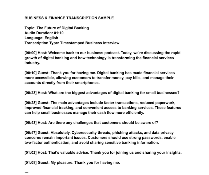 transcribe english audio and video professionally