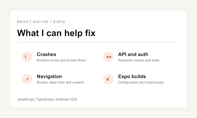 bugs in your react native or expo mobile app