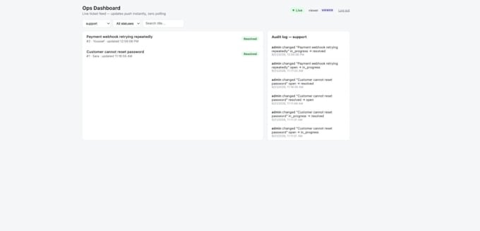 build a real time dashboard with live updates and a full audit trail
