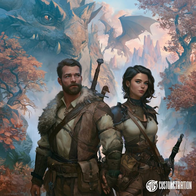 create cinematic fantasy character illustrations