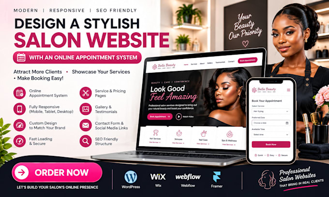 design a stylish salon website with an online appointment system