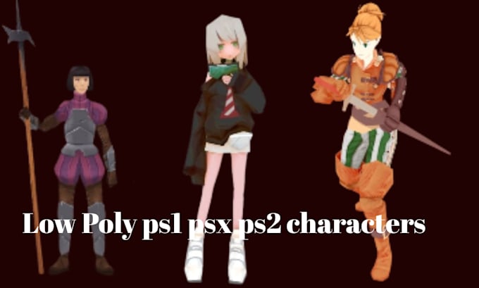 create rig animate psx ps1 ps2 low poly 3d characters retro style game character