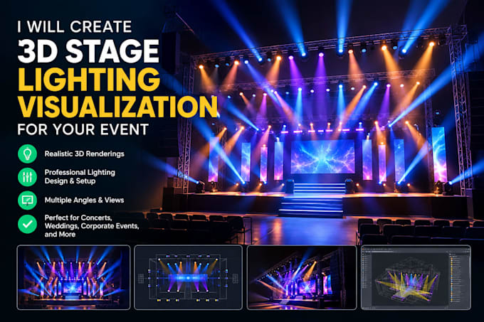 create 3d stage lighting visualization for your event