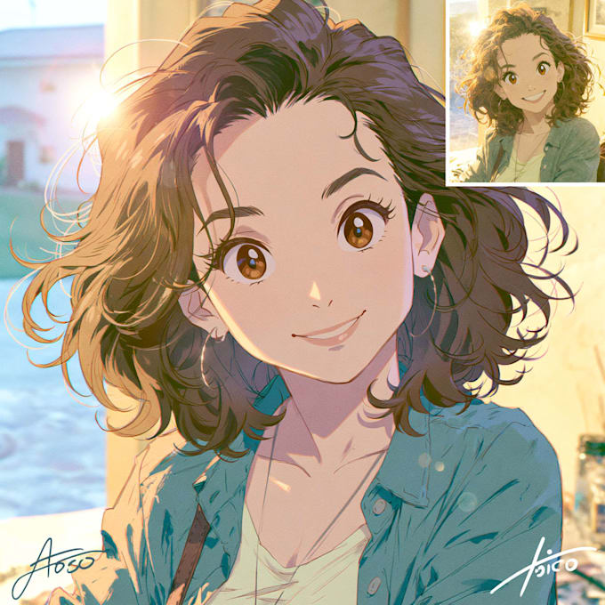 draw cute couple anime portrait and illustration