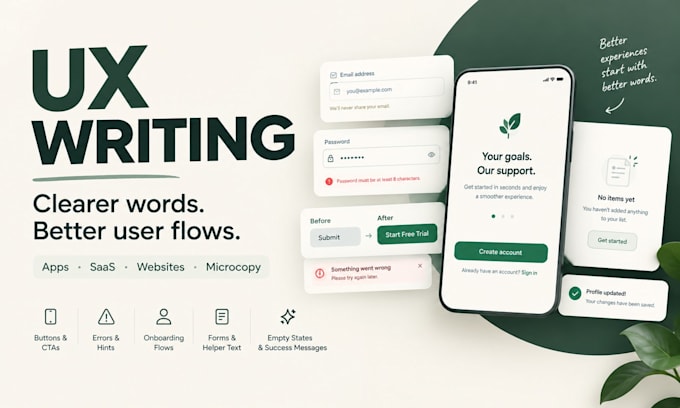 do ux writing for apps saas websites onboarding flows conversion microcopy pro