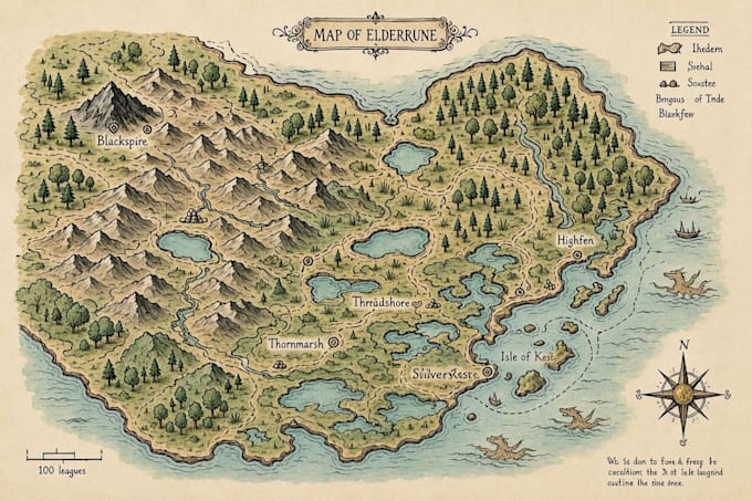 do fantasy map illustration for your fiction book