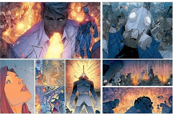 draw an epic comic book cover illustration and graphic novel art