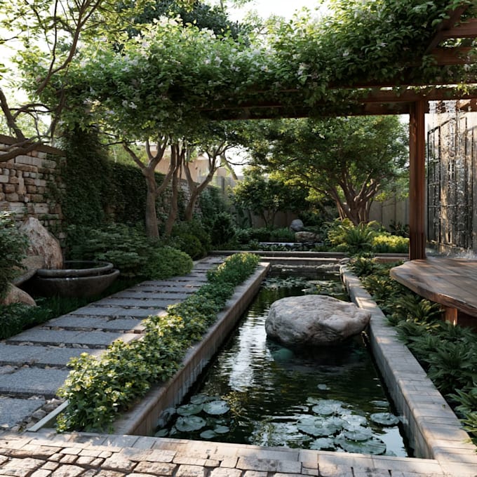 render 2d landscape plan, site plan, and real estate layout