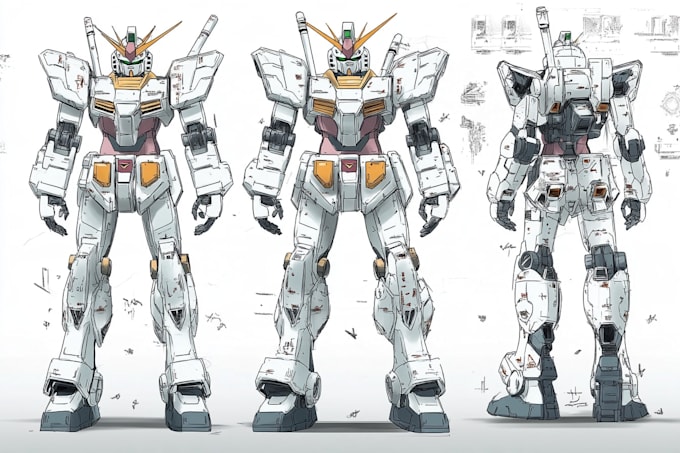 create a gundam robot art and illustration