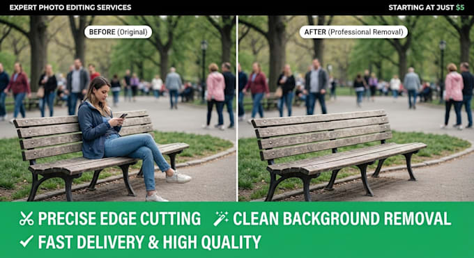 professionally remove background and unwanted objects from images