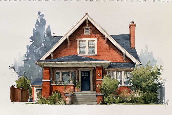 draw a watercolor house painting