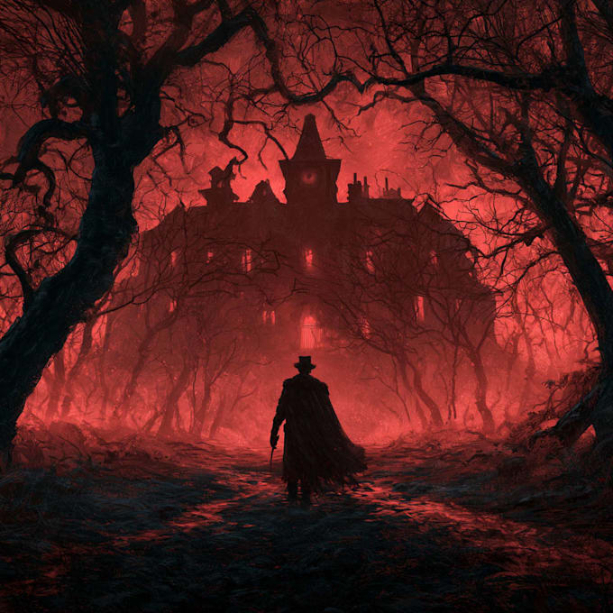draw dark horror gloomy art for tcg card