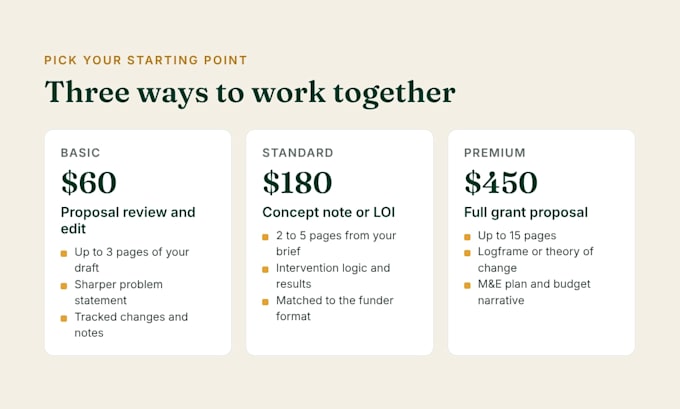 write grant proposals and concept notes for nonprofits and charities