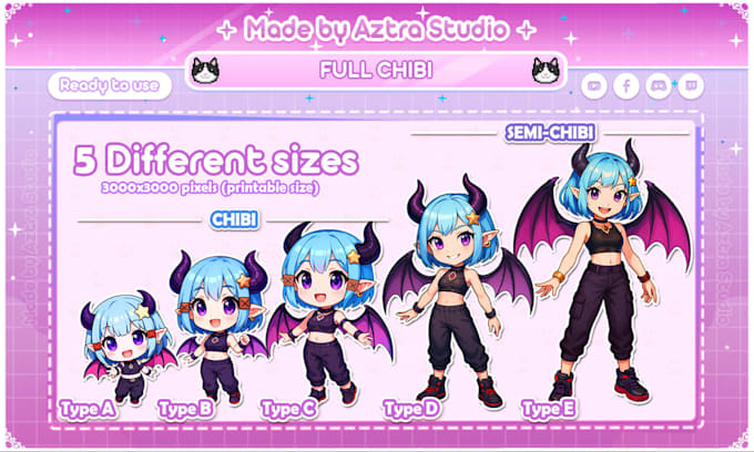 create a cute custom chibi character illustration or avatar