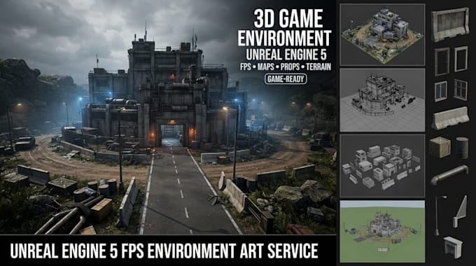 create 3d ue5 shooter environments fps buildings interiors exteriors game props