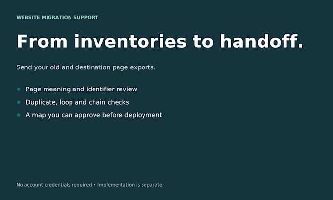create a website migration redirect map for your developer