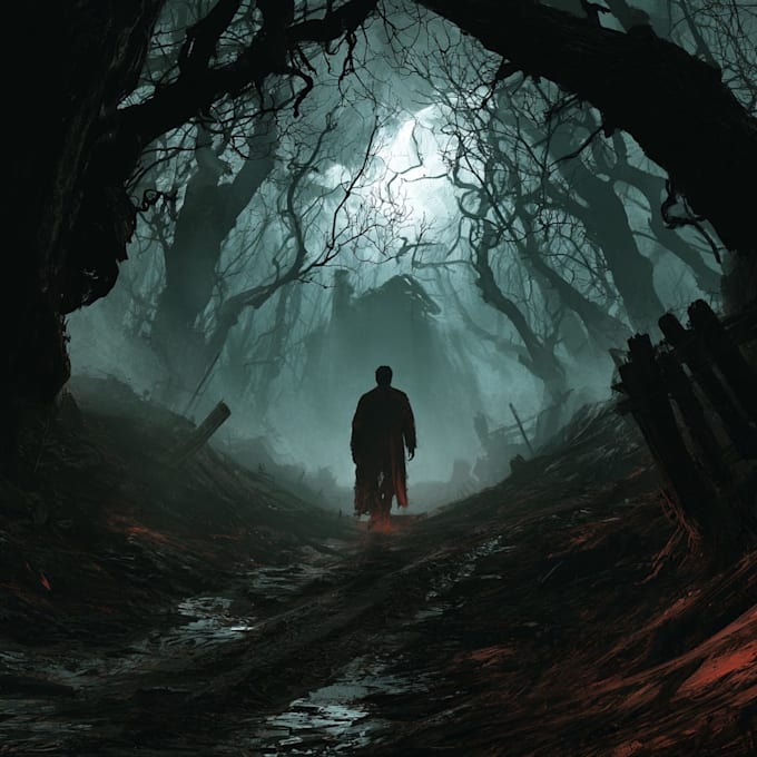 create dark art, metal, gothic illustration