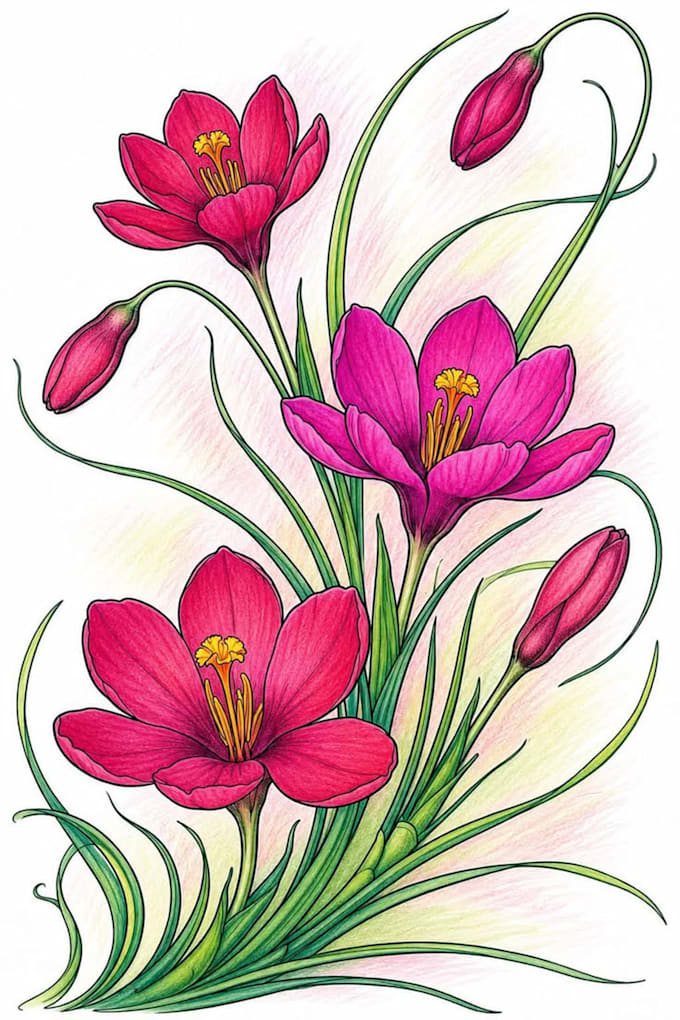 draw botanical illustrations of flowers