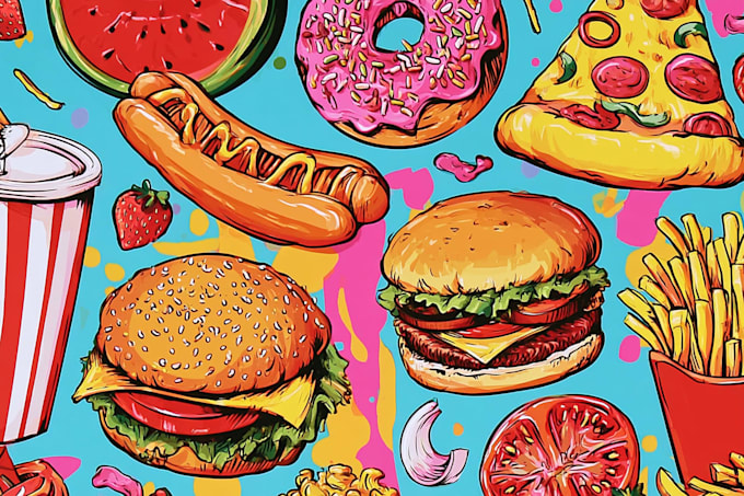 create bold food pop art artwork