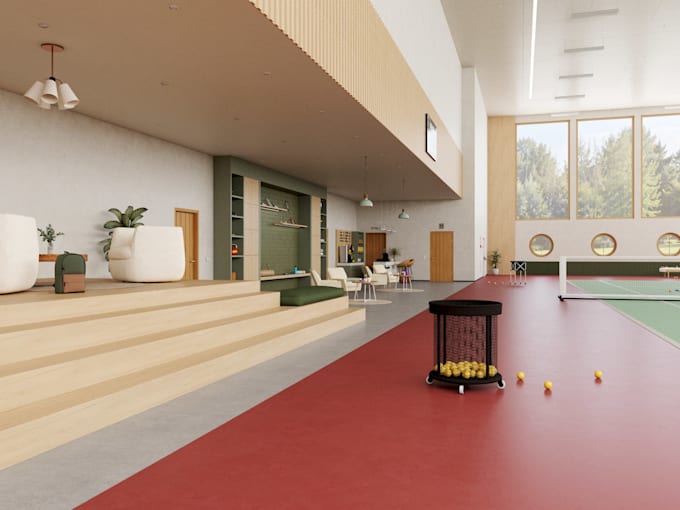 design modern public space interior with 3ds max vray