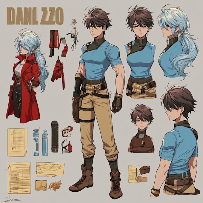 draw custom character sheet or reference sheet design