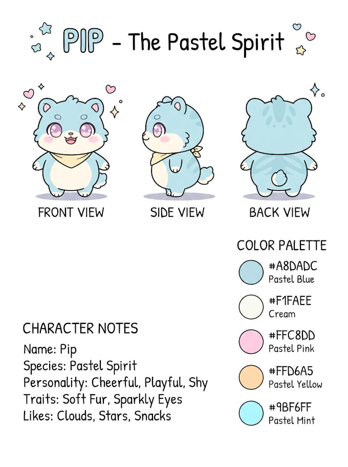 design an anime character reference sheet with ai