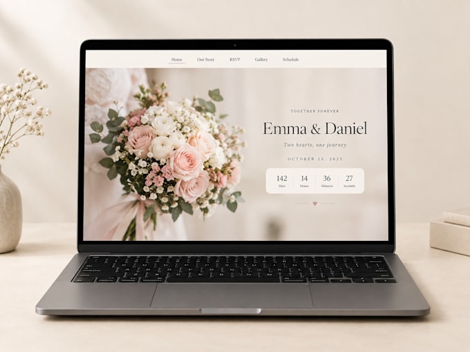 design a custom wedding website with rsvp and countdown