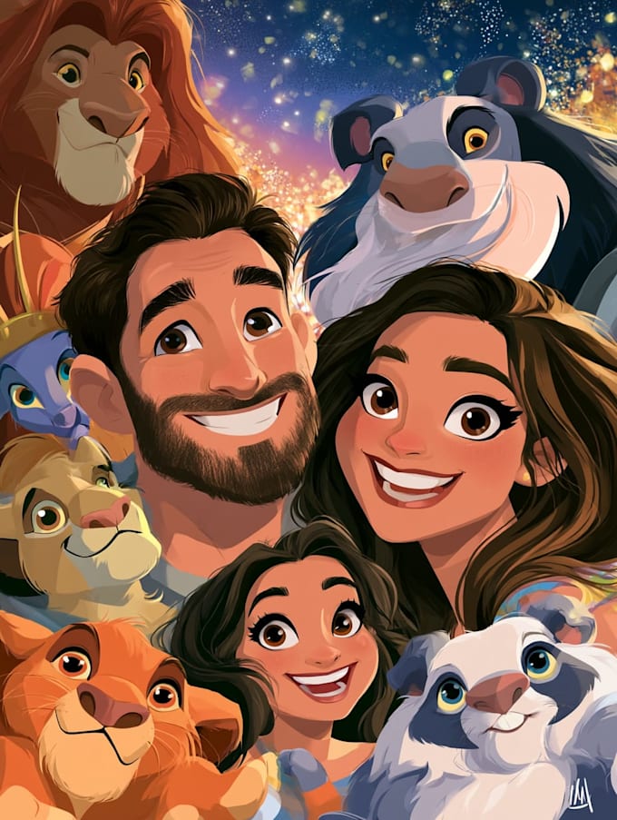 draw cartoon portrait in disney cartoon