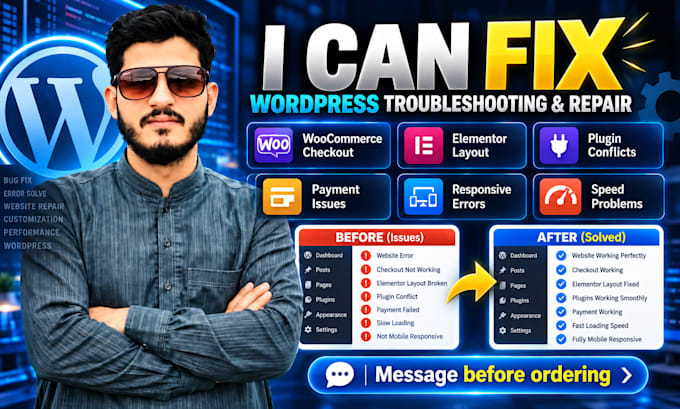 fix wordpress and woocommerce bugs and issues
