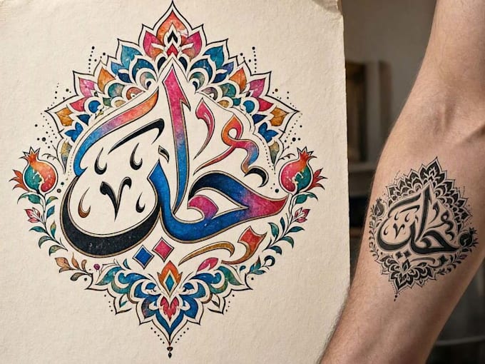 create a unique arabic calligraphy tattoo design