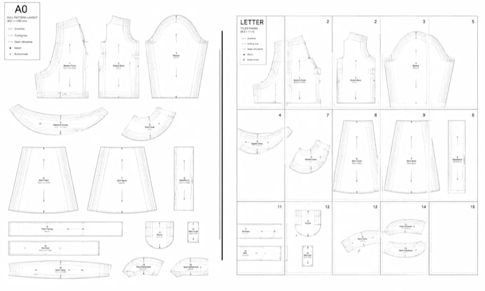 do pattern grading, size grading, garment grading and sewing patterns correction
