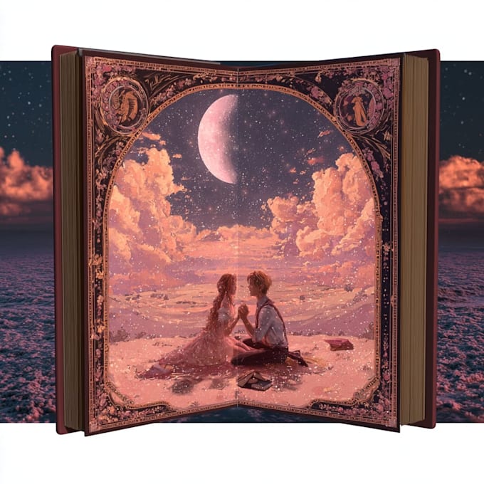design romantic book cover with art