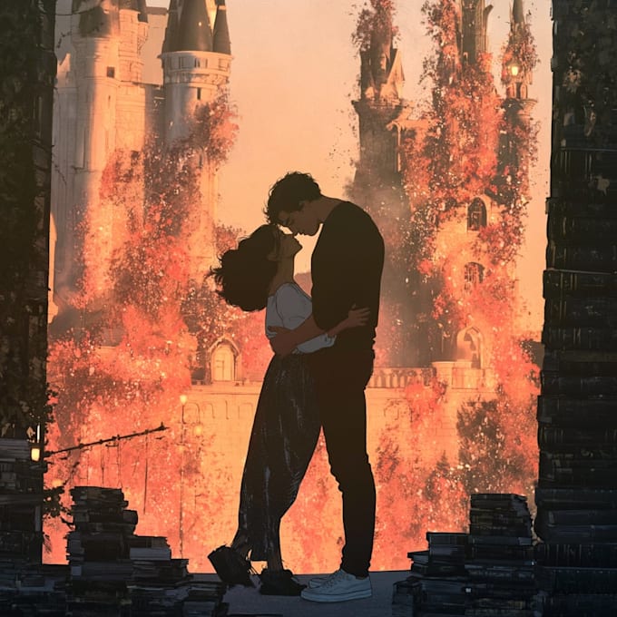 design romantic book cover with cinematic art