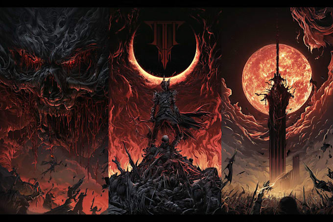 draw a detailed dark art illustration